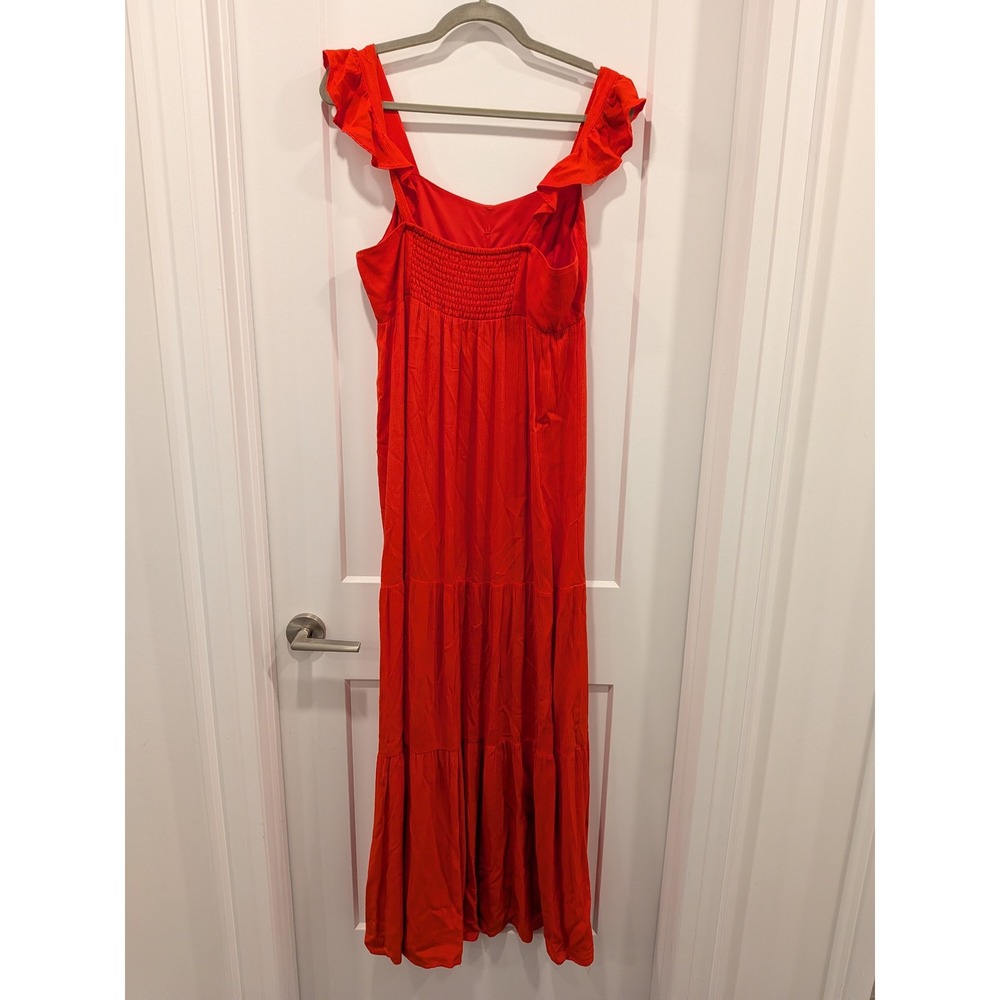 BB Dakota Steve Madden Red Maxi Dress M Ruffle Strap Tiered Boho